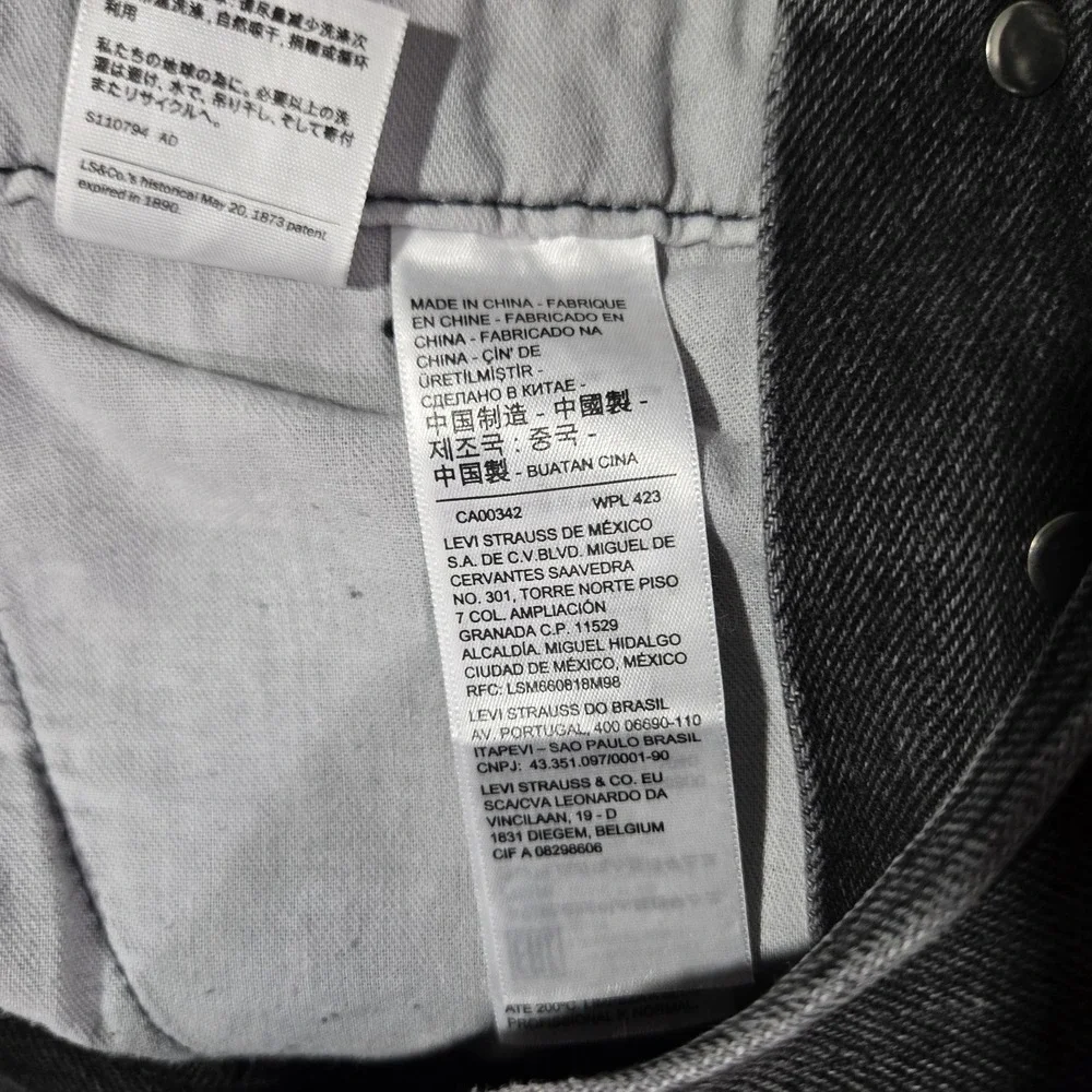 Levis Mens Small Relaxed Loose Overalls Faded Gray Black Denim Cotton S